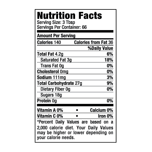 Nutrition Facts For Six Pound box of Toddy cold brew frappe mix in vanilla flavor