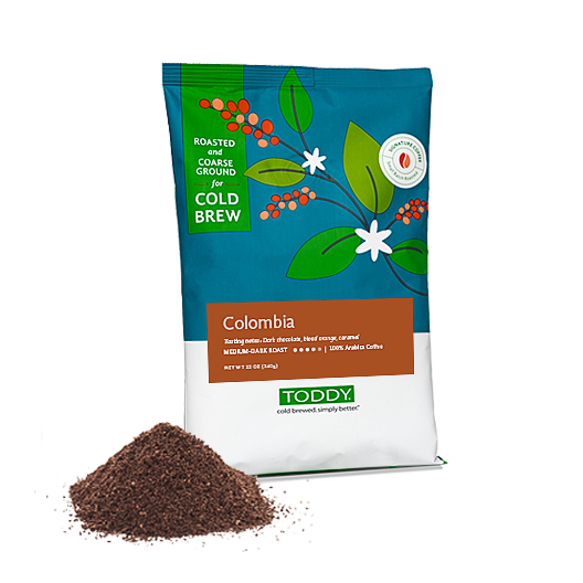 Twelve Ounce bag of Toddy cold brew coffee in Colombian Rainforest flavor.