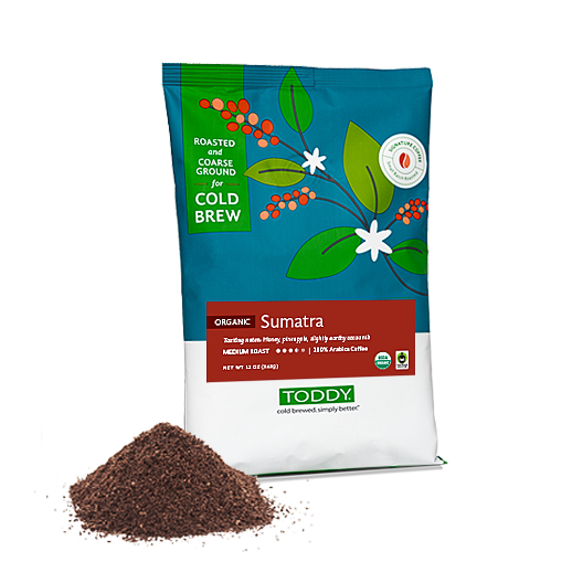 Twelve Ounce bag of Toddy cold brew coffee in Sumatra Ketiara flavor