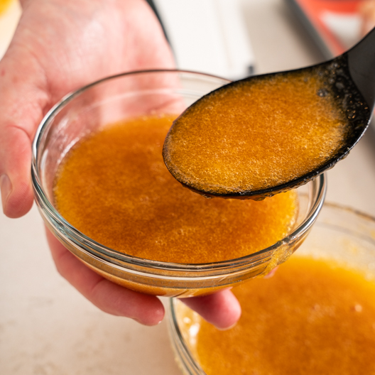 Mixing up the apricot preserves and cold brew tea glaze