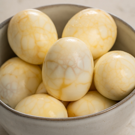 Toddy Green Tea Leaf Eggs in a bowl