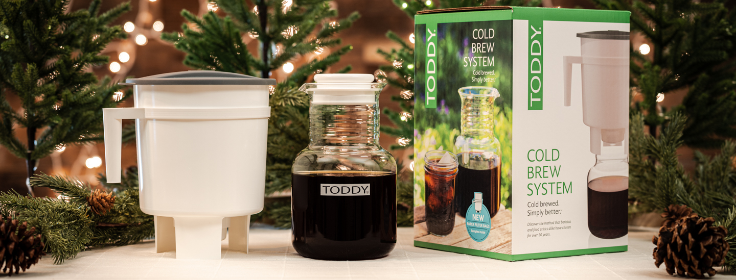 Toddy Cold Brew System in front of holiday decor